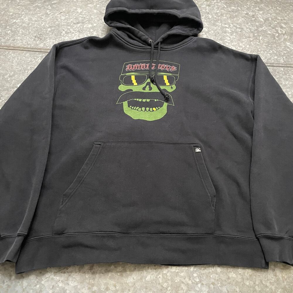 Vintage Ambiguous Hoodie Sweatshirt Mens XL Skull 90s Y2K Surf Grunge Skate